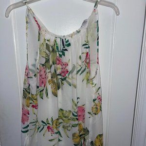 New York & Co SOHO White Floral Layered Tank
